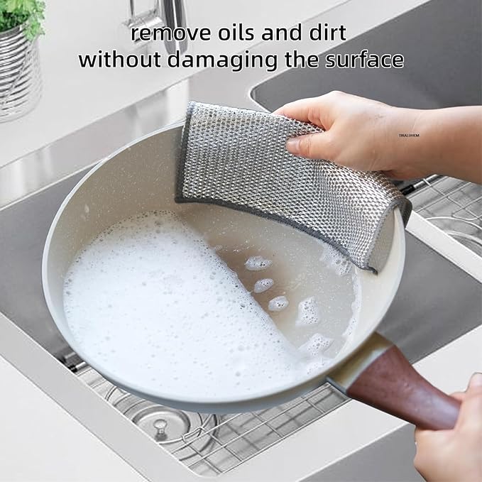 Durable Wire Dish Washing Cleaning Cloth – Heavy-Duty Scrubbing Rugs for Kitchen Dishes, Utensils & Cookware - Pack Of 10
