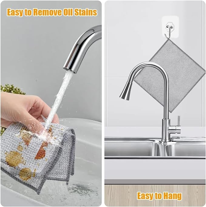Durable Wire Dish Washing Cleaning Cloth – Heavy-Duty Scrubbing Rugs for Kitchen Dishes, Utensils & Cookware - Pack Of 10