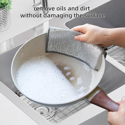 Durable Wire Dish Washing Cleaning Cloth – Heavy-Duty Scrubbing Rugs for Kitchen Dishes, Utensils & Cookware - Pack Of 10