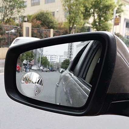 Pack Of 2 PCs Round View Mirror Blind Spot Wide- Angel Lens - 2 PCs - Metal Body