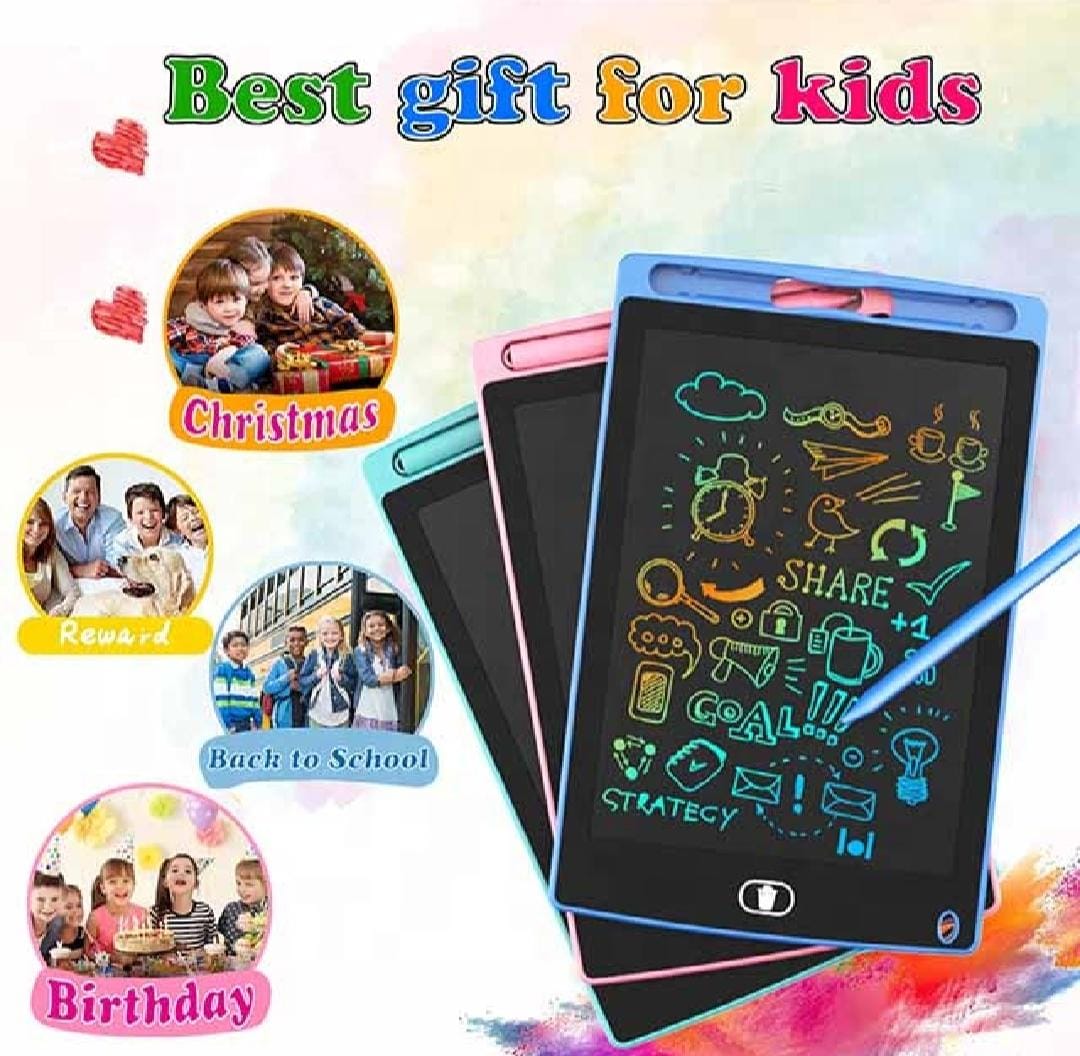 8.5 inch Multicolor Tablet Price | LCD writing tablet for kids - digital drawing pad - erasable writing board - writing pad (random color)