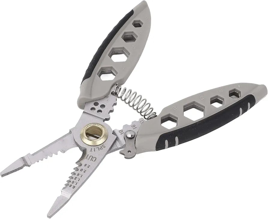16-In-1 Electrician Pliers | 7 Inch Cable Stripper | Wire Crimping, Cutting, Pulling & Winding Tool | Gray