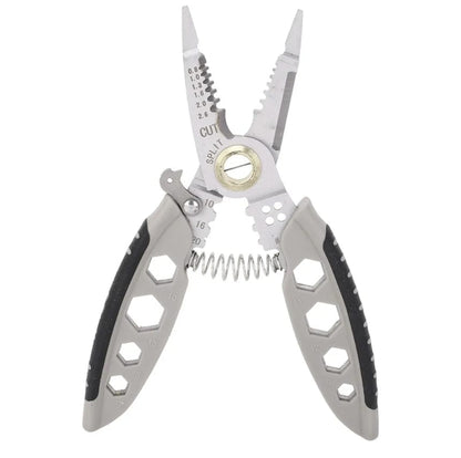 16-In-1 Electrician Pliers | 7 Inch Cable Stripper | Wire Crimping, Cutting, Pulling & Winding Tool | Gray