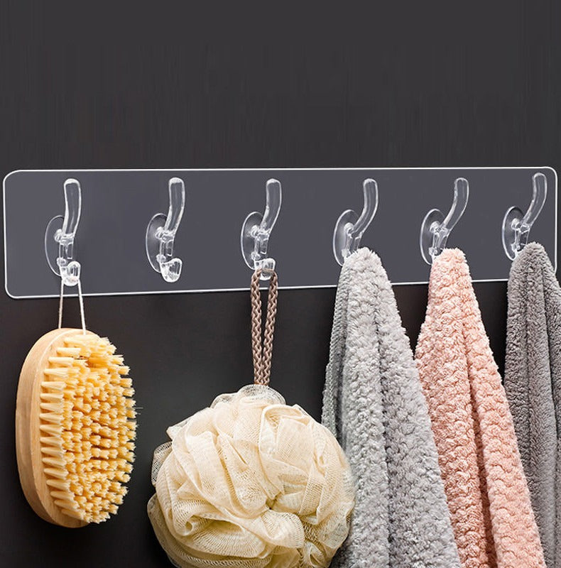 Seamless Heavy Duty Sticky Hooks | Double-Sided Adhesive | Transparent Waterproof Wall Hangers | Bathroom & Kitchen ( Pack Of 3 )