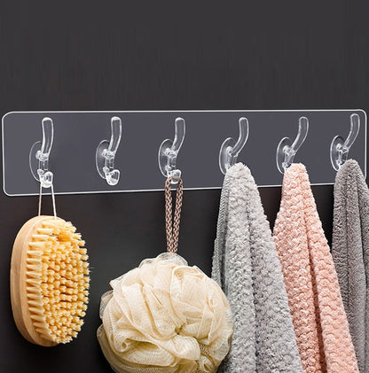 Seamless Heavy Duty Sticky Hooks | Double-Sided Adhesive | Transparent Waterproof Wall Hangers | Bathroom & Kitchen ( Pack Of 3 )