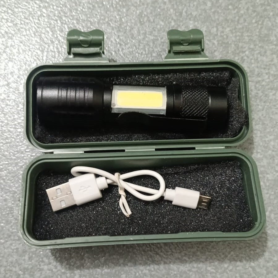 Metal COB Flashlight Torch | Mini LED Rechargeable Work Light | Emergency Penlight | Portable Pocket Torch | Waterproof