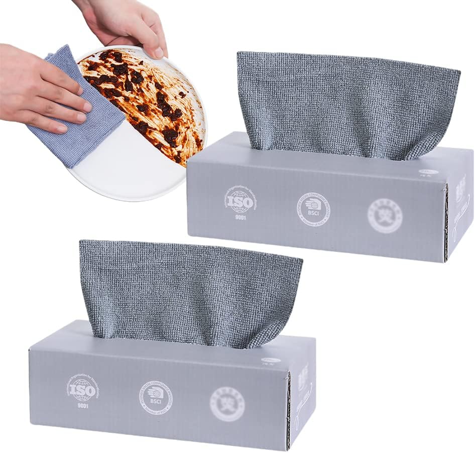 Microfiber Cleaning Cloth Pack Of 20 | Tissue Box Packing Microfiber Cleaning Towel Multi-Purpose Cloths For Kitchen, Car, Home & Professional Cleaning Use | Random Color