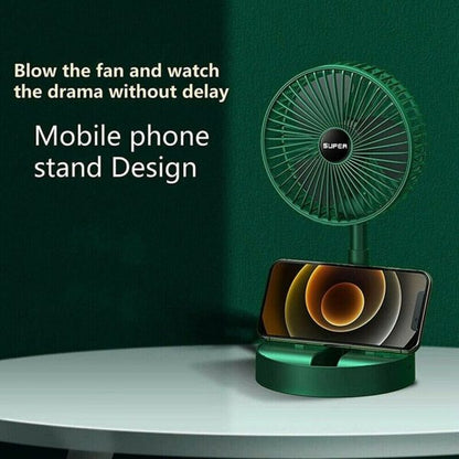 Rechargeable Portable Telescopic Folding Table Fan – 3-Speed Adjustable Desk Fan (Random Color)