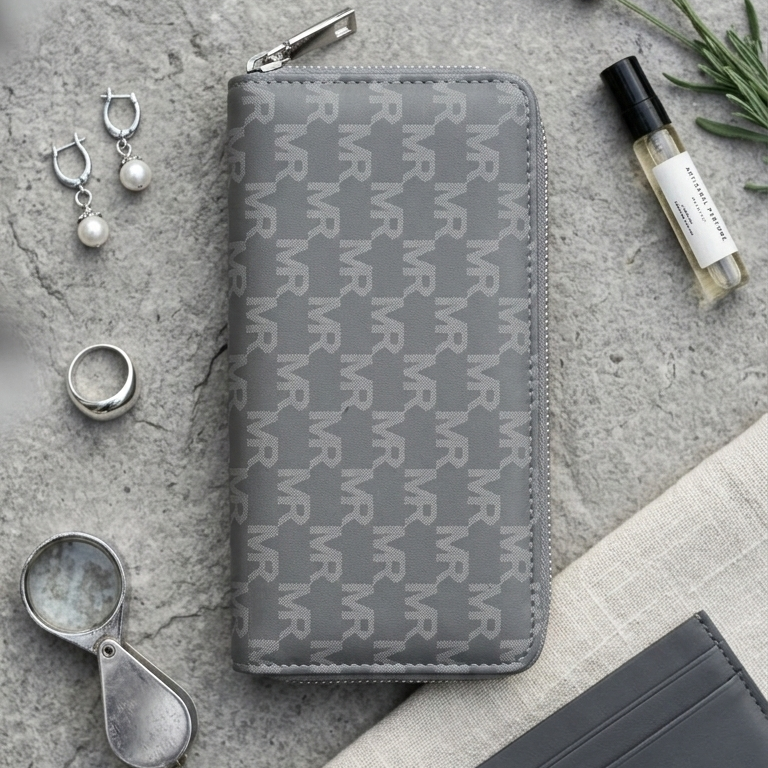 Unggi Wallet – Stylish Zip Around Wallet For Women (Gray)