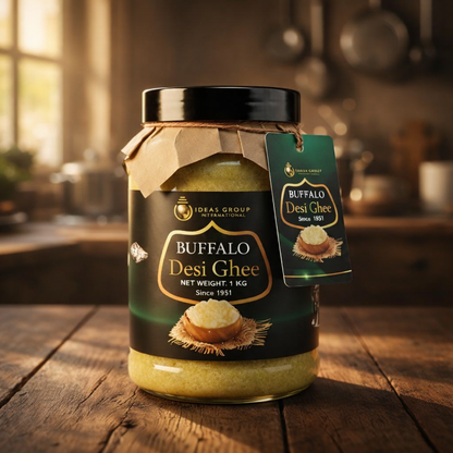 Barkat Buffalo Desi Ghee – Premium Traditional Pure Ghee For Cooking, Frying & Sweets | Rich Aroma Natural Taste Airtight Jar - 1000Gram