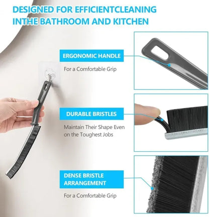 2 PCS Hard Bristle Crevice Cleaning Brush | Multi-Purpose Gap Cleaning Tool for Kitchen, Bathroom, Tiles & Window Tracks